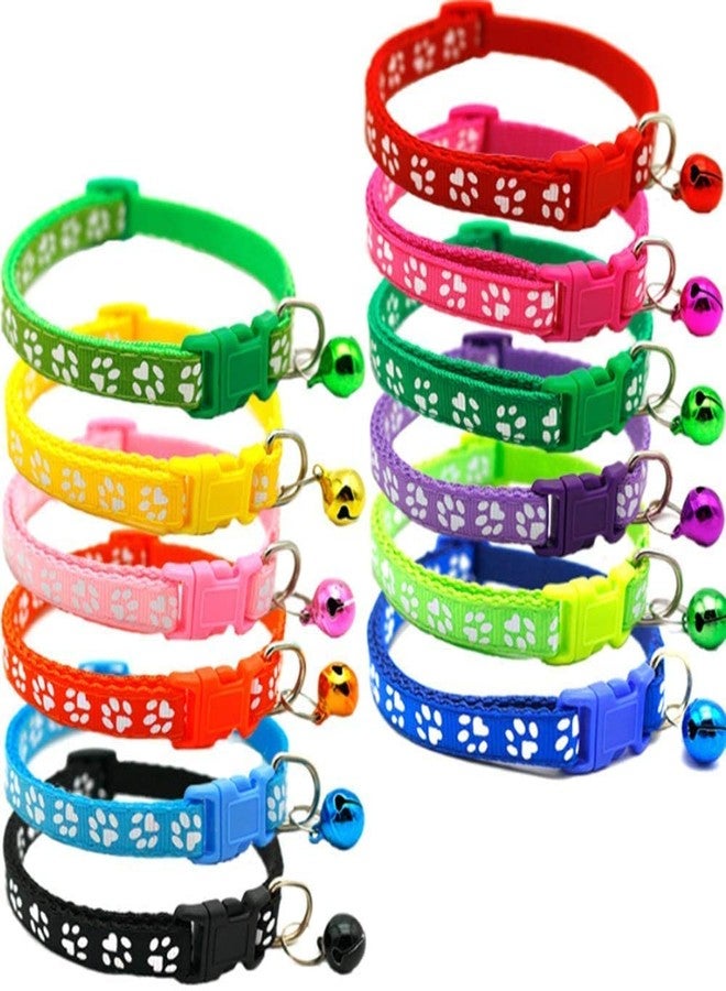 THE DDS STORE 2PCS Breakaway Bowtie Cat Collar -Cat Collar with Bell Kitten Collars with Bell Charm, Solid & Safe,(Buy 1 Get 1 Free = 2PCS) Color May Vary (Paw Print Collar 10.mm) - Image 4